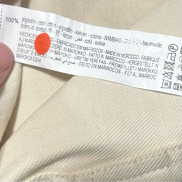 NWOT ZARA Cream Belted Pocket Relaxed Fit Versatile Cotton Trouser Pants Size S - Picture 6 of 8